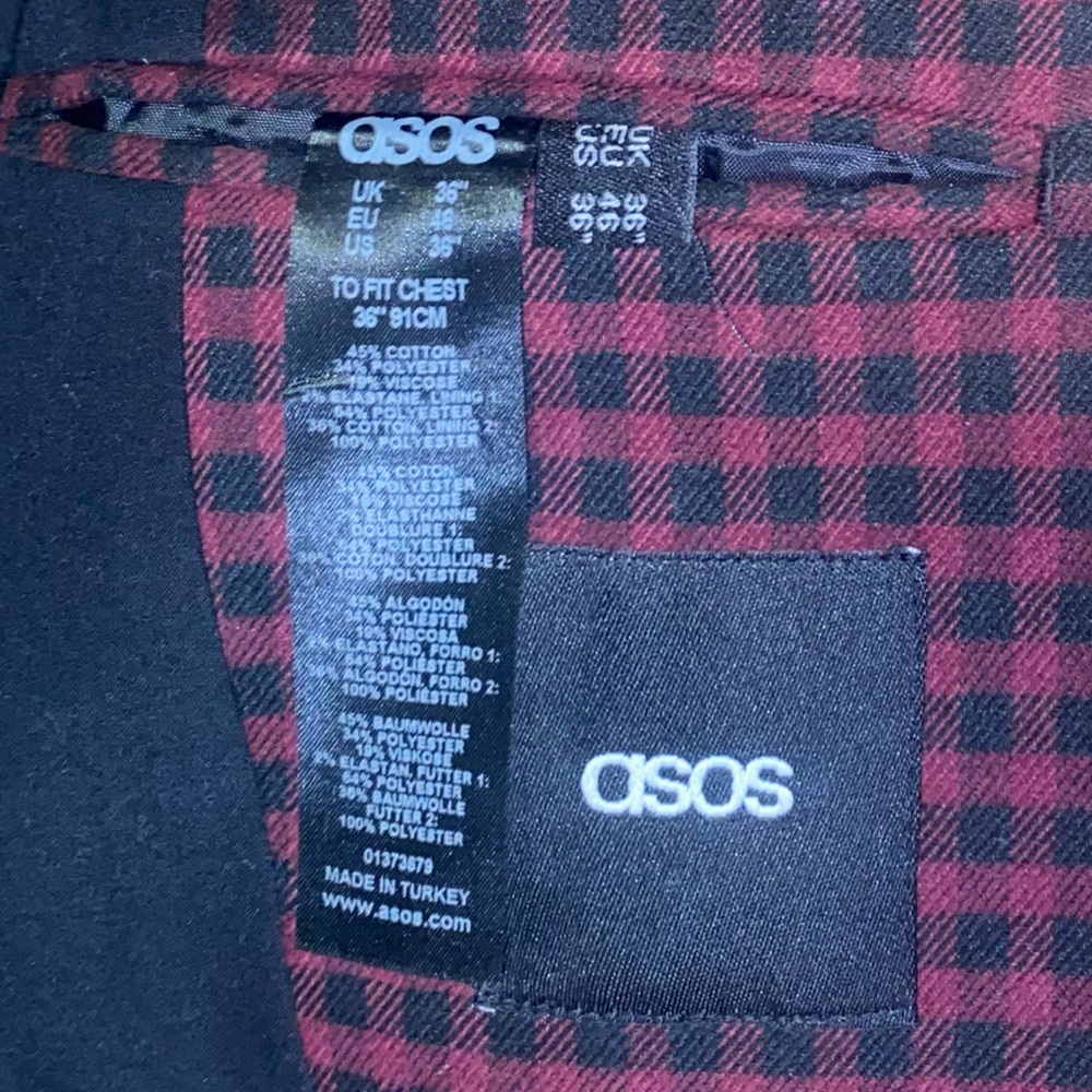 ASOS Red black plaid blazer - Picture 2 of 3